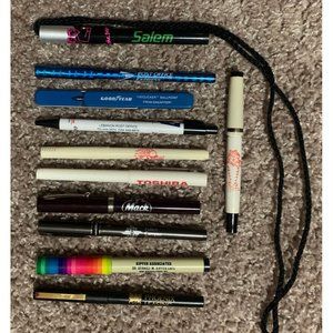 Vintage Lot of 8 Advertising Pens: Mack Trucks Salem USPS Good Year Toshiba